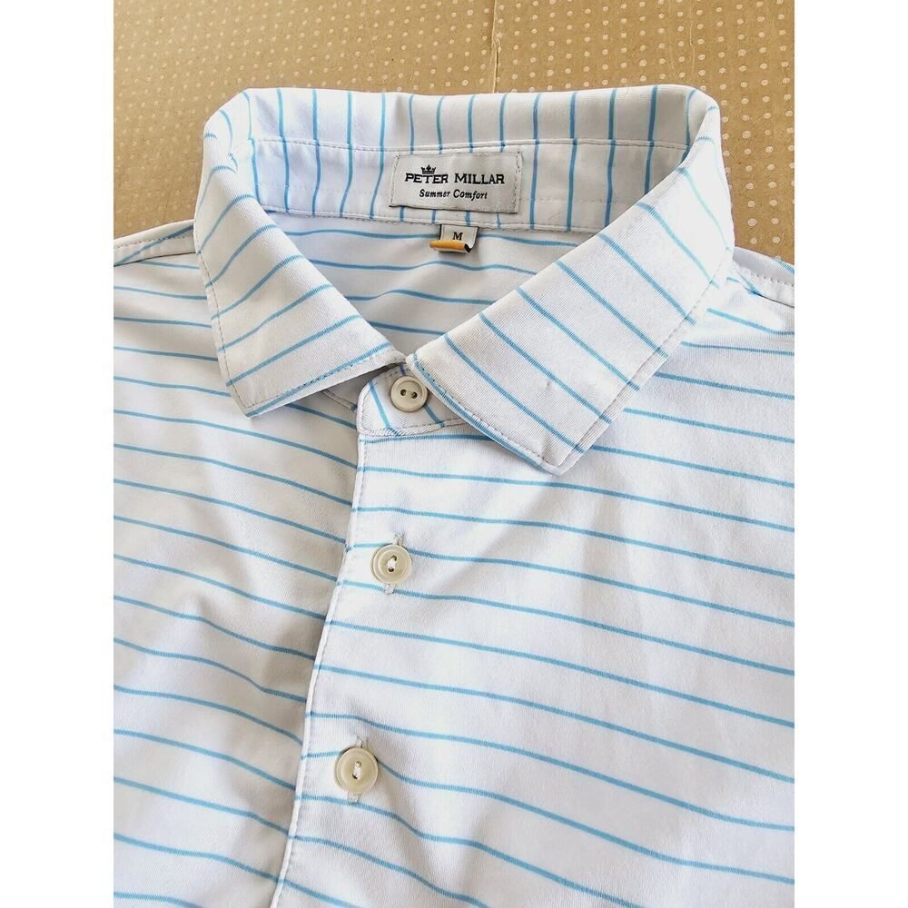 Peter Millar Summer Comfort Polo Shirt Golf Men's Size XL Blue/White